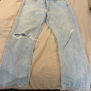 Agolde Riley High Rise Light Blue Distressed Women's Jeans